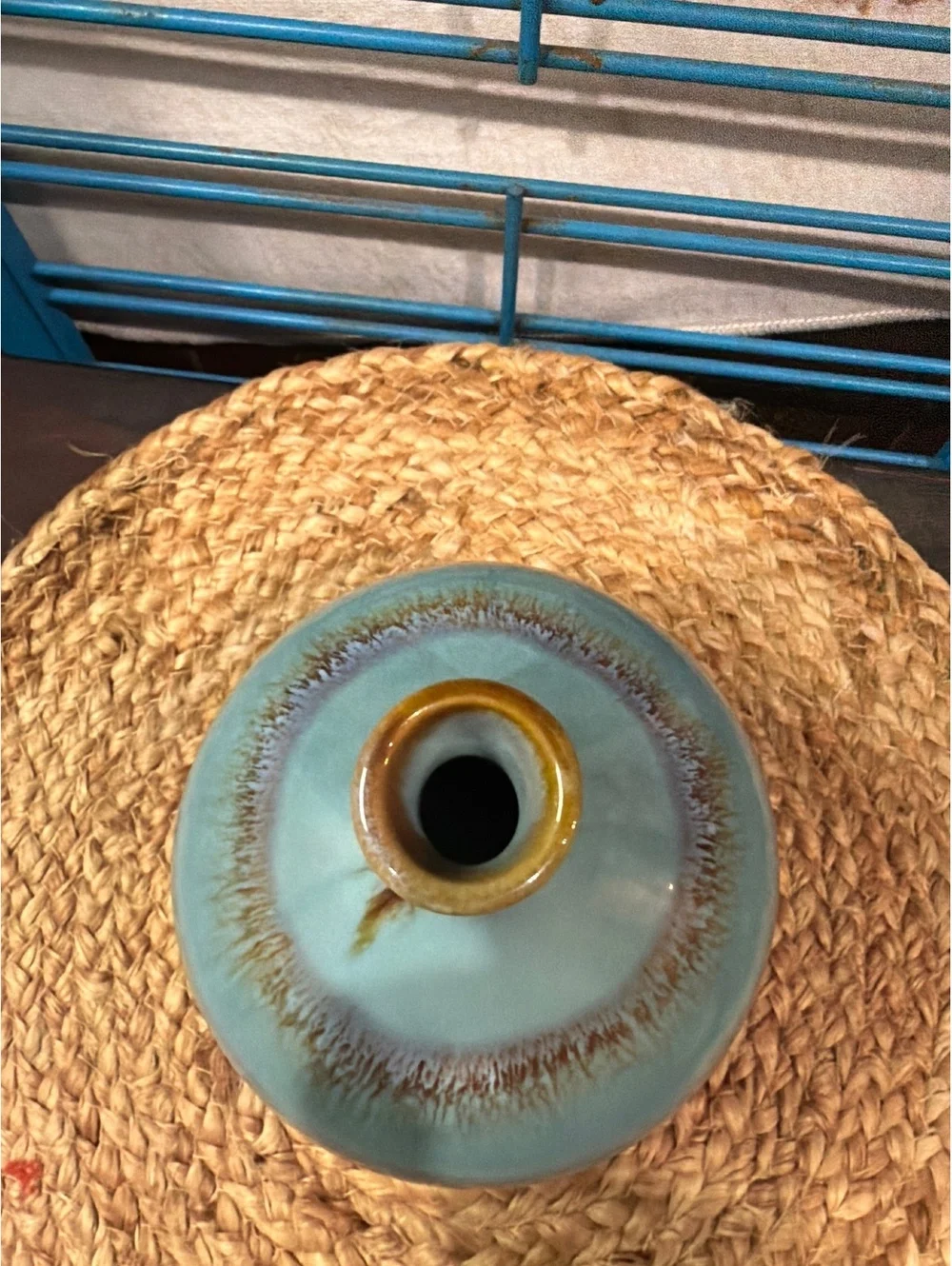 Blue and Brown Ceramic Table Vase with Gradient Glaze